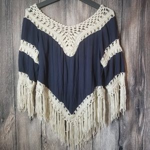 Woman's boho fringe festival hippie top L